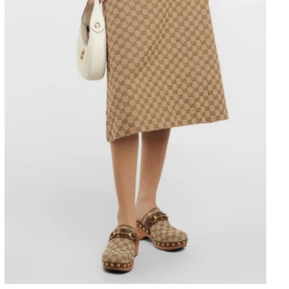 Gucci Clogs canvas and leather trim.Good condition with tags , box dust bag. - Picture 3 of 9